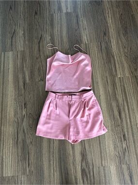 Alice + Olivia Dusty Pink Cropped Cami & Short Set